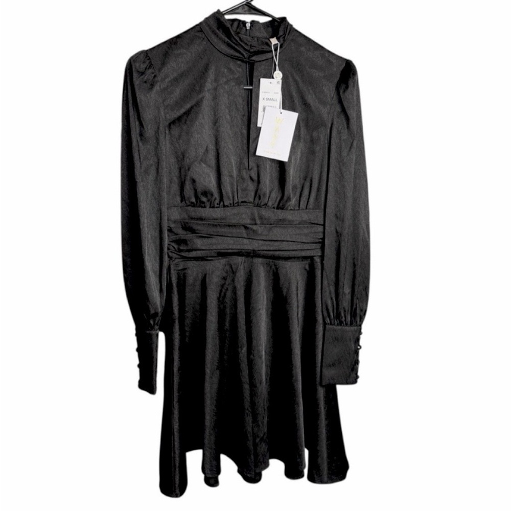WAYF Black Satin Holly Cutout Mini Dress - Picture 2 of 4